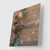 松の円錐形の木製の背景 スクエア壁時計 (傾斜)