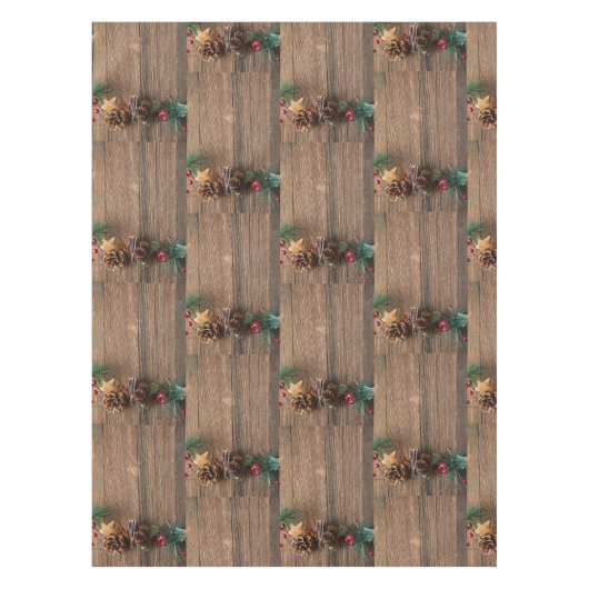 松の円錐形の木製の背景 テーブルクロス (正面)