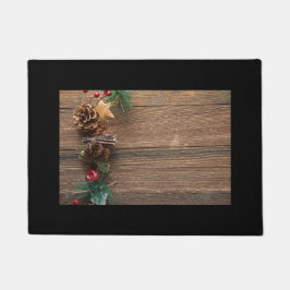 松の円錐形の木製の背景 ドアマット