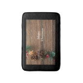 松の円錐形の木製の背景 バスマット (正面縦)