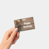 松の円錐形の木製の背景 バッジ (手持ち)