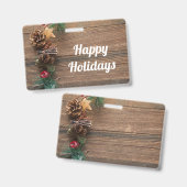 松の円錐形の木製の背景 バッジ (正面＆裏面)