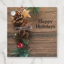 松の円錐形の木製の背景 フェイバータグ