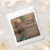 松の円錐形の木製の背景 フェイバーバッグ (クリップ留めされた状態)