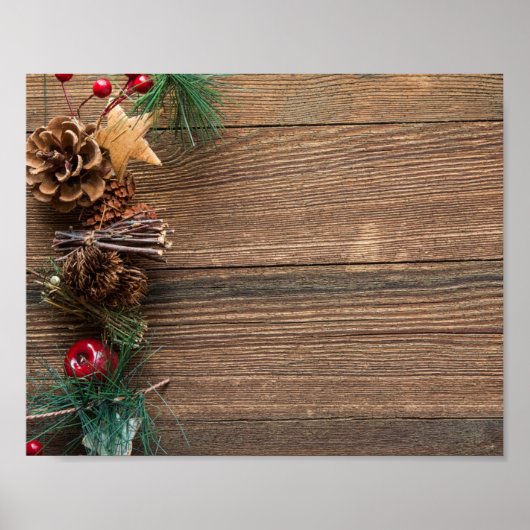 松の円錐形の木製の背景 ポスター (正面)