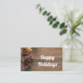 松の円錐形の木製の背景 名刺 (スタンド正面)