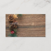 松の円錐形の木製の背景 名刺 (裏面)