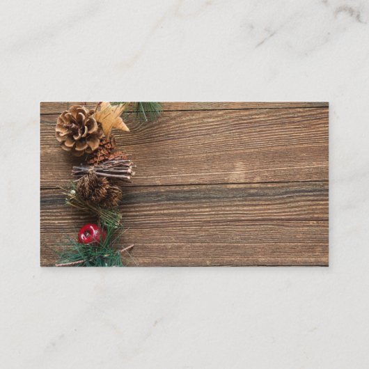 松の円錐形の木製の背景 名刺 (裏面)