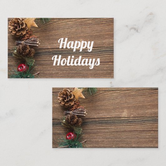 松の円錐形の木製の背景 名刺 (正面/裏面)