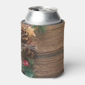 松の円錐形の木製の背景 缶クーラー (缶正面)