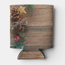 松の円錐形の木製の背景 缶クーラー