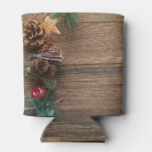 松の円錐形の木製の背景 缶クーラー (裏面)