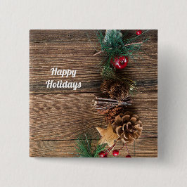 松の円錐形の木製の背景 缶バッジ