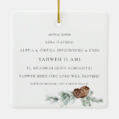 松の円錐葉神クリスチャンの名前 セラミックオーナメント (裏面)