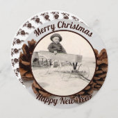 松の円錐額写真オールドファッションドクリスマス (正面/裏面)