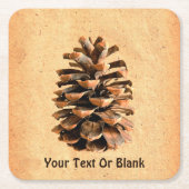 松の円錐 スクエアペーパーコースター (正面)