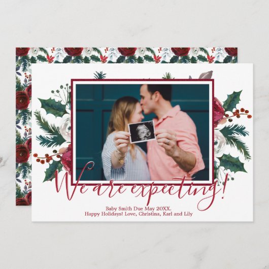 松の写真のクリスマス·アナウンス·カード 招待状 (正面/裏面)