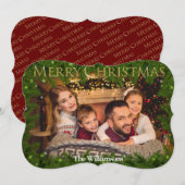 松の写真の中のゴールデン・メリー・クリスマスファンシー シーズンカード (正面/裏面)