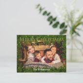 松の写真の中の黄金のメリークリスマス ポストカード (スタンド正面)