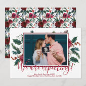 松の写真クリスマス妊娠発表カード 招待状 (正面/裏面)