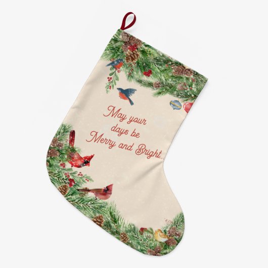 松の冬の不思議の国 ラージクリスマスストッキング (正面 (吊り時))