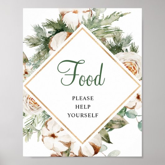 松の冬の食べ物 ブライダルシャワーの看板 ポスター (正面)