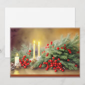 松の実とキャンドルの予算クリスマス シーズンカード (正面/裏面)
