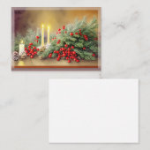 松の実とキャンドルの予算ミニクリスマス ノートカード (正面/裏面)