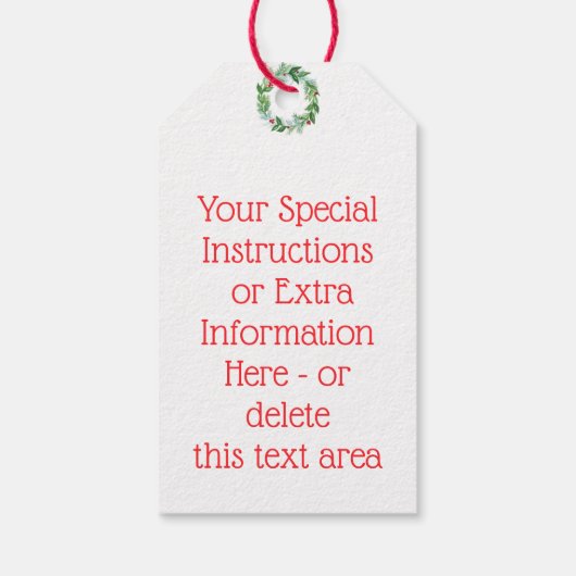 松の実とベリーの水彩ホリデーリース 愛を込めて作りました ギフトタグ (裏面)