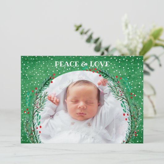 松の実のリース クリスマス 写真 ホリデーカード シーズンカード (スタンド正面)