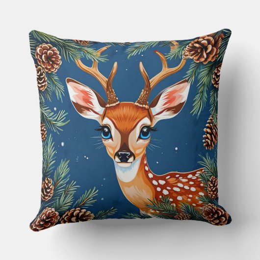 松の実を使った冬のかわいいトナカイ クッション (裏面)