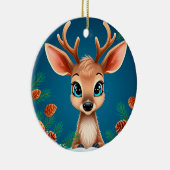 松の実を使った冬のかわいいトナカイ セラミックオーナメント (右)