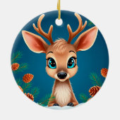 松の実を使った冬のかわいいトナカイ セラミックオーナメント (裏面)