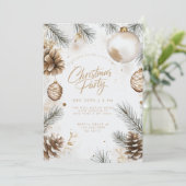 松の実 松ぼっくり オーナメント 現代 ボヘミアンスタイル クリスマス 招待状 (スタンド正面)