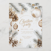 松の実 松ぼっくり オーナメント 現代 ボヘミアンスタイル クリスマス 招待状 (正面/裏面)