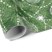 松の小枝とオーナメント ラッピングペーパー (ロールコーナー)