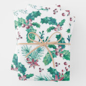 松の小枝とホリーベリー ラッピングペーパーシート (インサイチュ)