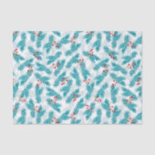 松の小枝と赤い果実クリスマスパターン白 薄葉紙 (正面)