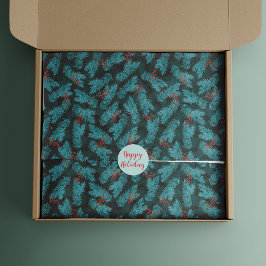 松の小枝と赤い果実クリスマスパターン 薄葉紙