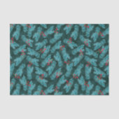 松の小枝と赤い果実クリスマスパターン 薄葉紙 (正面)