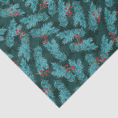 松の小枝と赤い果実クリスマスパターン 薄葉紙 (詳細)