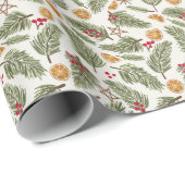松の小枝,果実,砂糖漬けのオレンジ,クリスマス ラッピングペーパー (ロールコーナー)