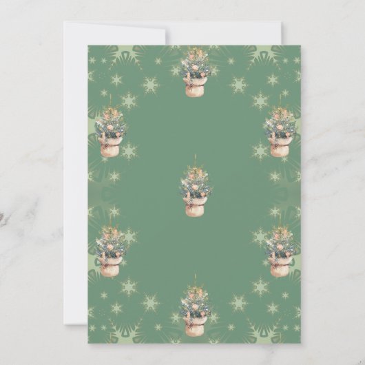 松の木々のオーナメント雪の結晶クリスマスパーティー 招待状 (裏面)