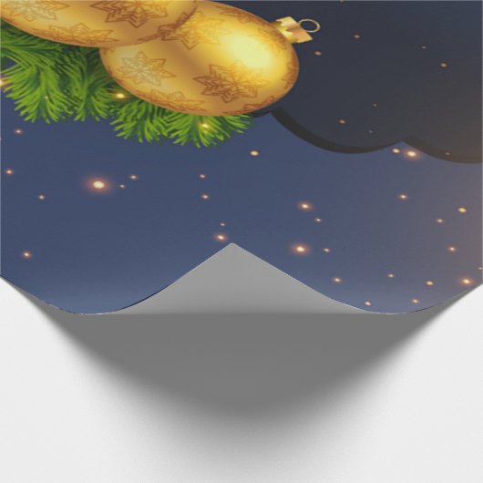 松の木がクリスマスボールを枝 ラッピングペーパー (角)