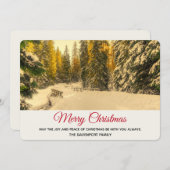松の木が咲く雪の冬の道クリスマス シーズンカード (正面/裏面)