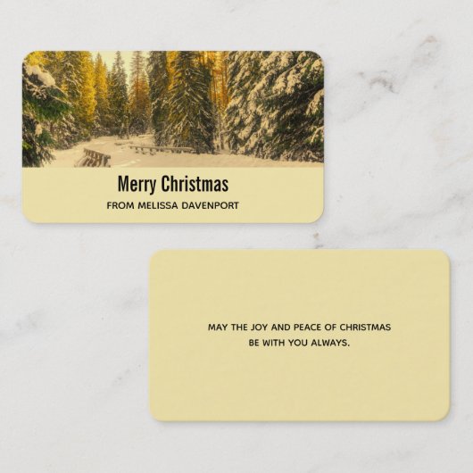 松の木が咲く雪の冬の道クリスマス 名刺 (正面/裏面)