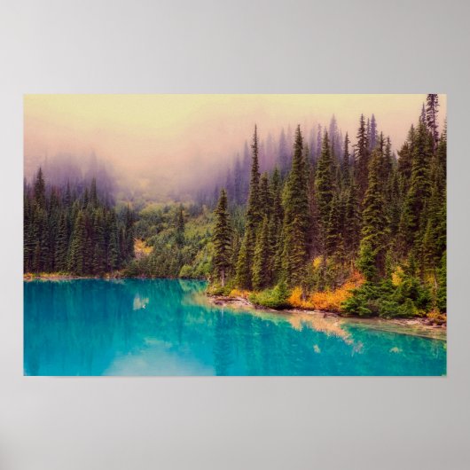 松の木が植えられた風光明媚な北の素朴風景 ポスター (正面)