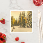 松の木が生える雪の冬の道 スタンダードカクテルナプキン (インサイチュ)