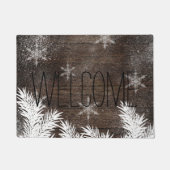 松の木が茶色い素朴な木の冬 ドアマット (正面)