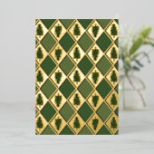 松の木とハーレクインのホリデーカード 箔シーズンカード (立ち正面)